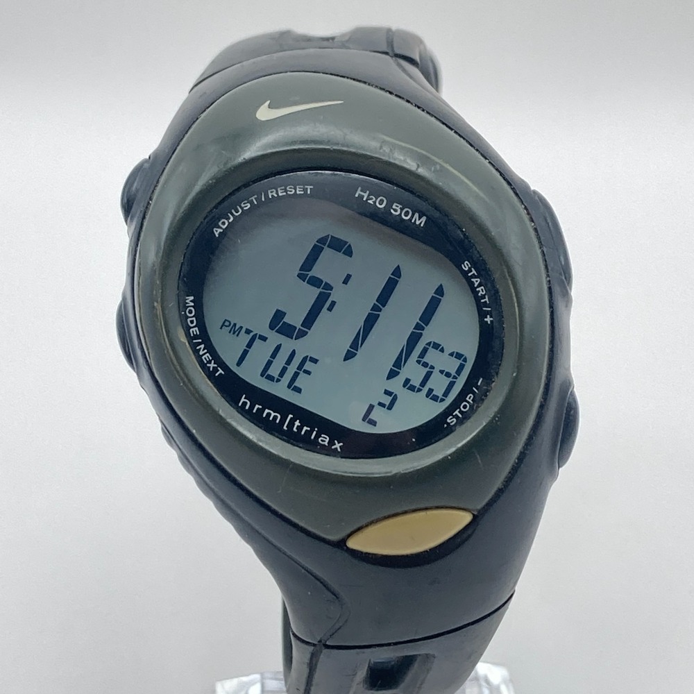 Nike HRM Triax Men's Watch Digital Green Chrono Alarm Day Date 50M New Battery